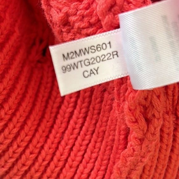 Marc New York Coral Pointelle Knit Ruffle Sleeve Button Cardigan in Cayenne M - Picture 10 of 10